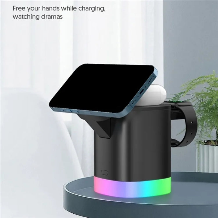 T15 3 in 1 Magnetic Magsafe Wireless Charger Folding Charging Stand For iPhone / iWatch / AirPods, T15