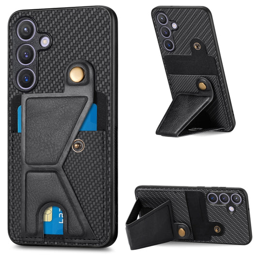 Carbon Fiber Wallet Flip Card K-shaped Holder Phone Case, For Samsung Galaxy S24+ 5G, For Samsung Galaxy A22 4G