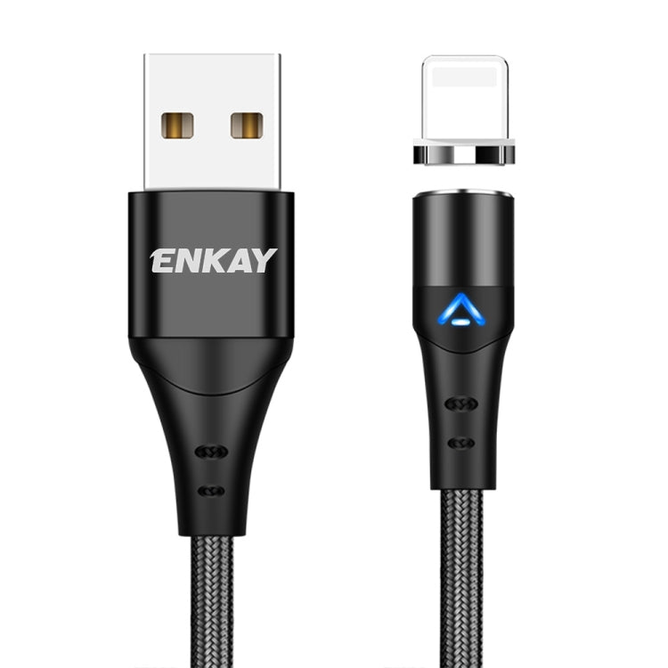 ENKAY 3A USB to 8 Pin Magnetic Fast Charging Data Cable with LED Light, 1m 3A USB to 8 Pin, 2m 3A USB to 8 Pin