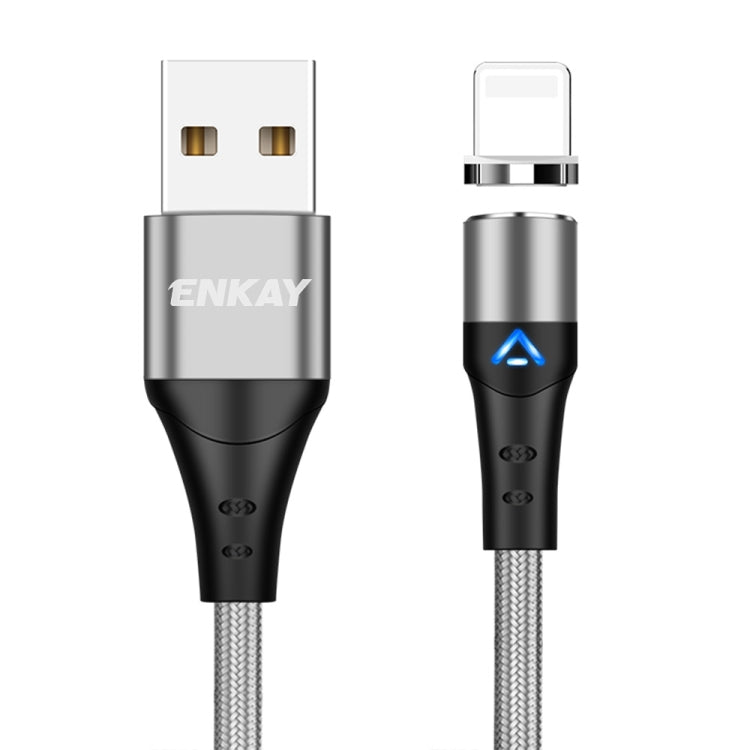 ENKAY 3A USB to 8 Pin Magnetic Fast Charging Data Cable with LED Light, 1m 3A USB to 8 Pin, 2m 3A USB to 8 Pin