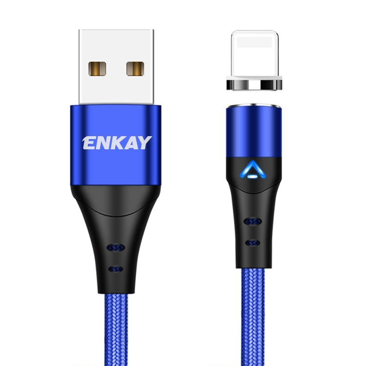 ENKAY 3A USB to 8 Pin Magnetic Fast Charging Data Cable with LED Light, 1m 3A USB to 8 Pin, 2m 3A USB to 8 Pin