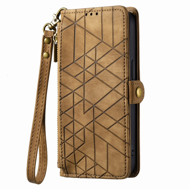 Geometric Zipper Wallet Side Buckle Leather Phone Case, For iPhone 13, For iPhone 13 mini, For iPhone 12 Pro Max, For iPhone 12 / 12 Pro, For iPhone 12 mini