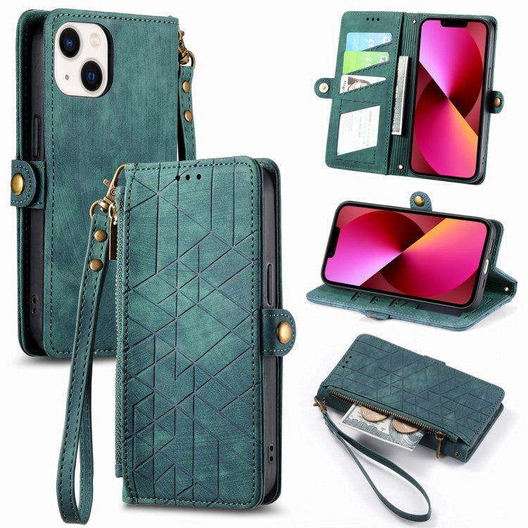 Geometric Zipper Wallet Side Buckle Leather Phone Case, For iPhone 13, For iPhone 13 mini, For iPhone 12 Pro Max, For iPhone 12 / 12 Pro, For iPhone 12 mini