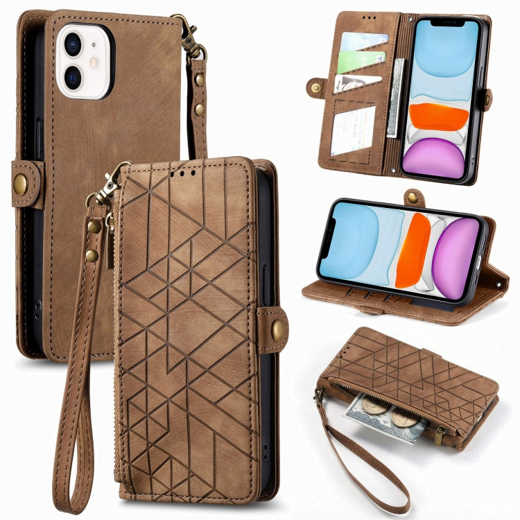 Geometric Zipper Wallet Side Buckle Leather Phone Case, For iPhone 11 Pro Max, For iPhone 11, For iPhone 11 Pro, For iPhone X / XS, For iPhone XR