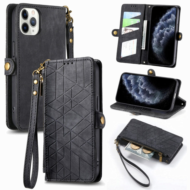 Geometric Zipper Wallet Side Buckle Leather Phone Case, For iPhone 11 Pro, For iPhone XR, For iPhone XS Max, For iPhone 7 Plus / 8 Plus