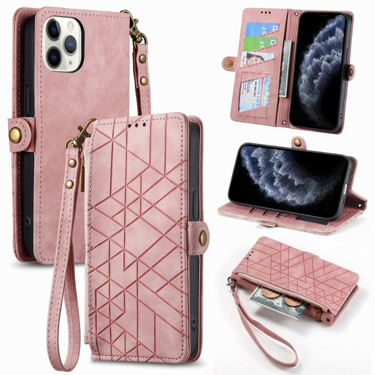 Geometric Zipper Wallet Side Buckle Leather Phone Case, For iPhone 11 Pro Max, For iPhone 11, For iPhone 11 Pro, For iPhone X / XS, For iPhone XR