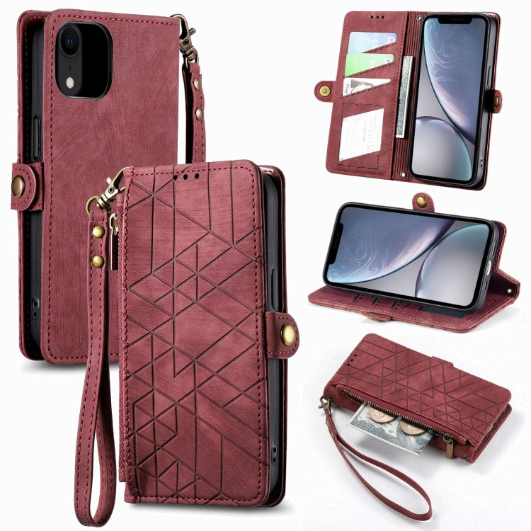 Geometric Zipper Wallet Side Buckle Leather Phone Case, For iPhone 11 Pro Max, For iPhone 11, For iPhone 11 Pro, For iPhone X / XS, For iPhone XR