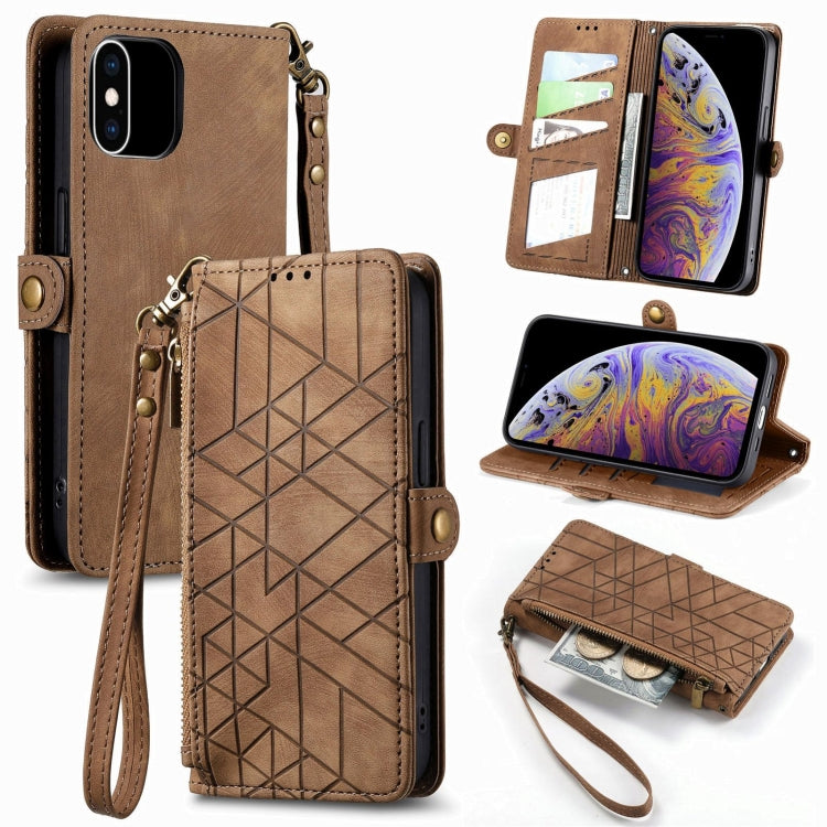 Geometric Zipper Wallet Side Buckle Leather Phone Case, For iPhone 11 Pro, For iPhone XR, For iPhone XS Max, For iPhone 7 Plus / 8 Plus