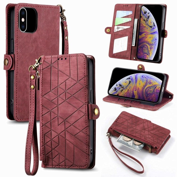 Geometric Zipper Wallet Side Buckle Leather Phone Case, For iPhone 11 Pro, For iPhone XR, For iPhone XS Max, For iPhone 7 Plus / 8 Plus