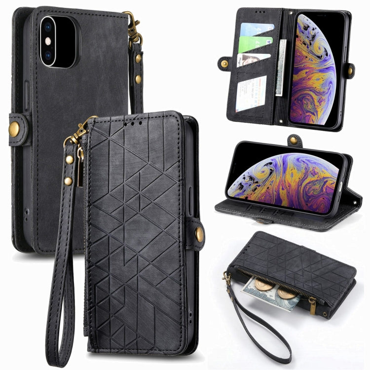 Geometric Zipper Wallet Side Buckle Leather Phone Case, For iPhone 11 Pro, For iPhone XR, For iPhone XS Max, For iPhone 7 Plus / 8 Plus