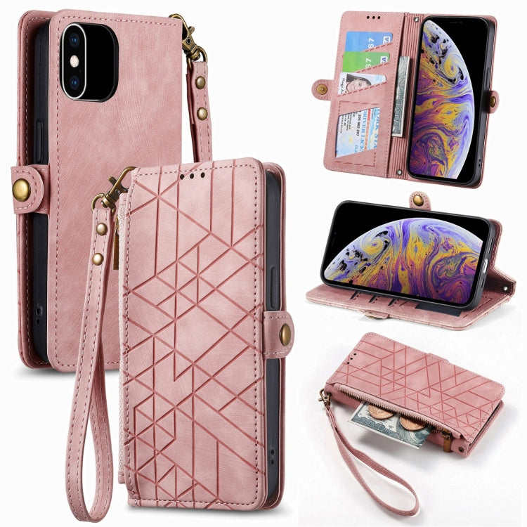 Geometric Zipper Wallet Side Buckle Leather Phone Case, For iPhone 11 Pro, For iPhone XR, For iPhone XS Max, For iPhone 7 Plus / 8 Plus