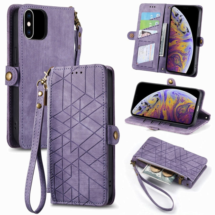 Geometric Zipper Wallet Side Buckle Leather Phone Case, For iPhone 11 Pro, For iPhone XR, For iPhone XS Max, For iPhone 7 Plus / 8 Plus
