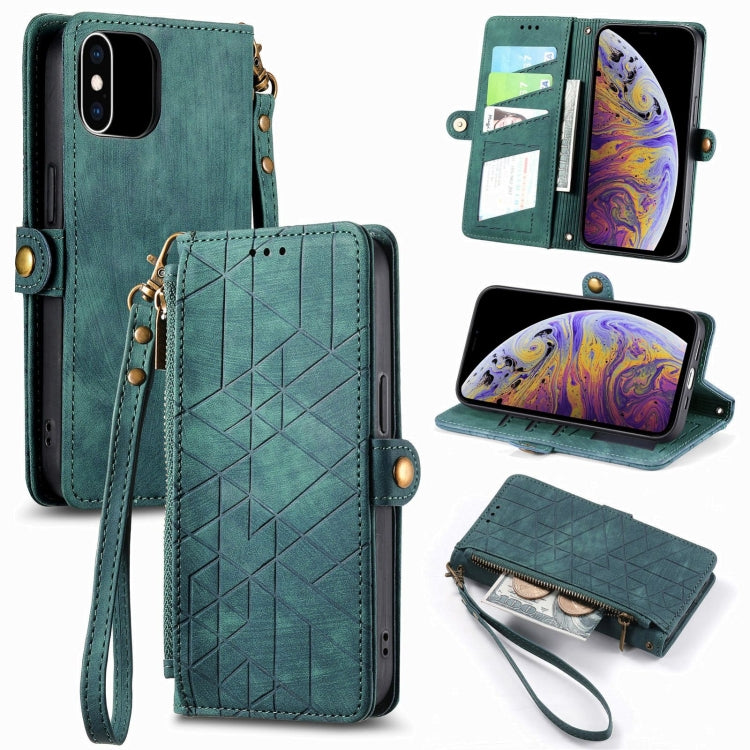 Geometric Zipper Wallet Side Buckle Leather Phone Case, For iPhone 11 Pro, For iPhone XR, For iPhone XS Max, For iPhone 7 Plus / 8 Plus