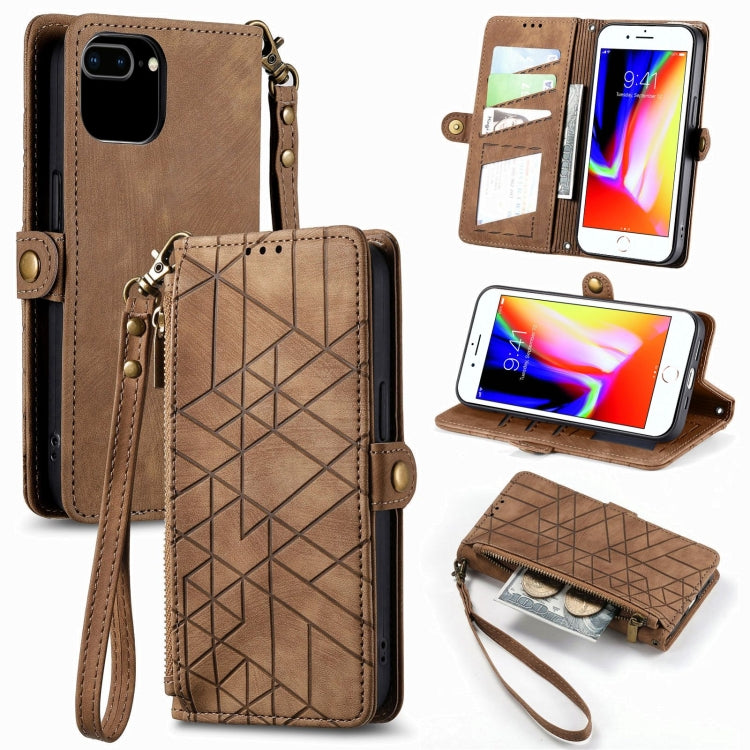 Geometric Zipper Wallet Side Buckle Leather Phone Case, For iPhone 11 Pro, For iPhone XR, For iPhone XS Max, For iPhone 7 Plus / 8 Plus