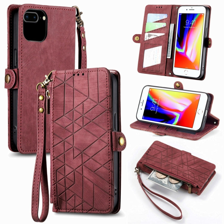Geometric Zipper Wallet Side Buckle Leather Phone Case, For iPhone 11 Pro, For iPhone XR, For iPhone XS Max, For iPhone 7 Plus / 8 Plus