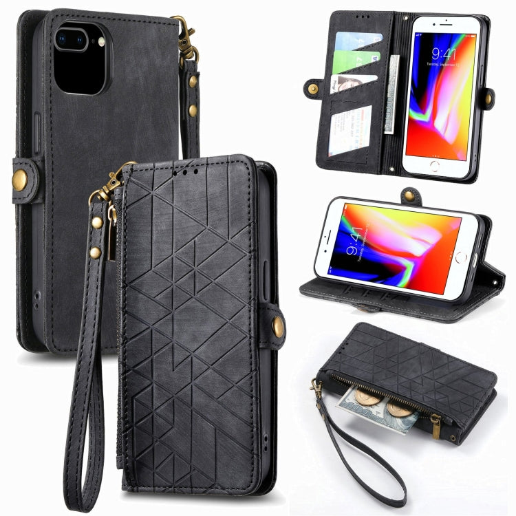 Geometric Zipper Wallet Side Buckle Leather Phone Case, For iPhone 11 Pro, For iPhone XR, For iPhone XS Max, For iPhone 7 Plus / 8 Plus