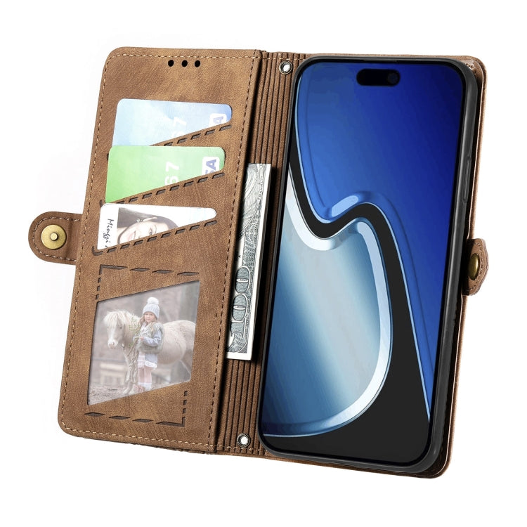 Geometric Zipper Wallet Side Buckle Leather Phone Case, For iPhone 15 Pro, For iPhone 15 Plus, For iPhone 15, For iPhone 14 Plus, For iPhone 14