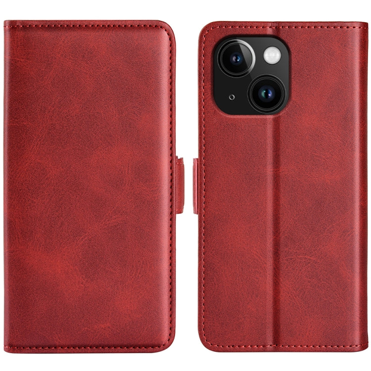 Dual-side Magnetic Buckle Horizontal Flip Leather Phone Case, For iPhone 15 Plus, For iPhone 15