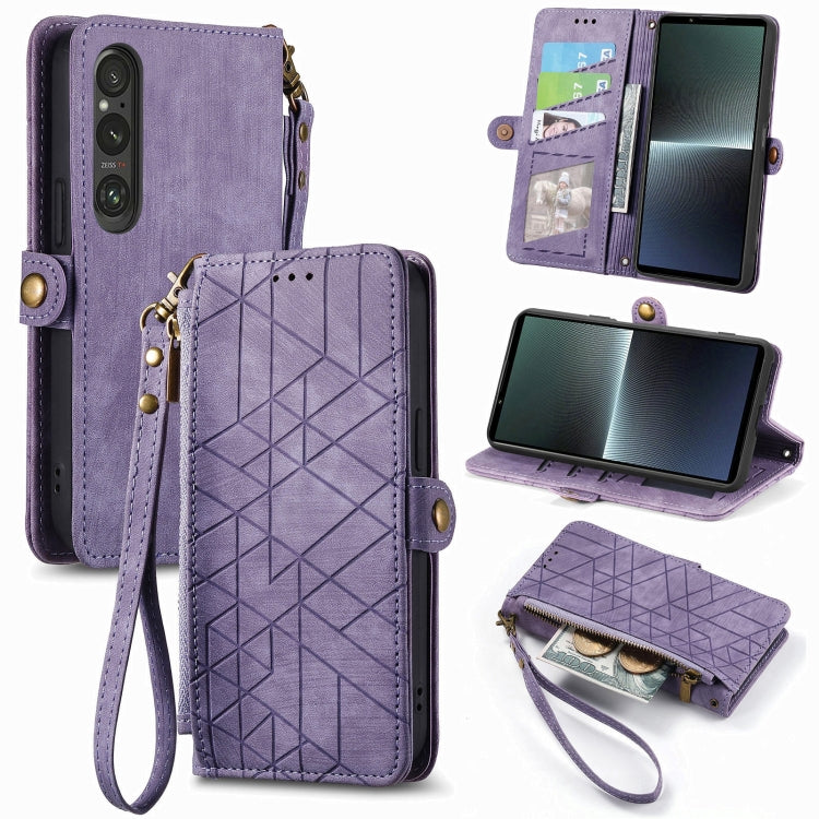 Geometric Zipper Wallet Side Buckle Leather Phone Case, For Sony Xperia 5 III, For Sony Xperia 10 III, For Sony Xperia 1 III