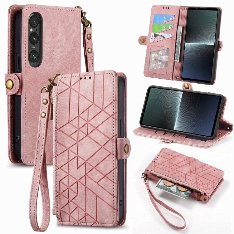 Geometric Zipper Wallet Side Buckle Leather Phone Case, For Sony Xperia 5 III, For Sony Xperia 10 III, For Sony Xperia 1 III