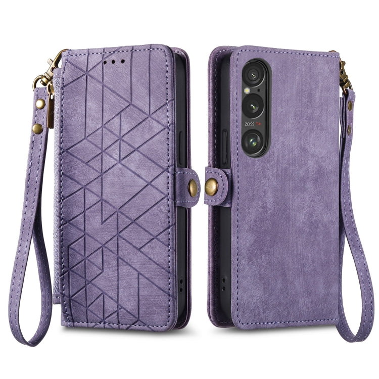 Geometric Zipper Wallet Side Buckle Leather Phone Case, For Sony Xperia 10 VI, For Sony Xperia 1 VI, For Sony Xperia 5 VI, For Sony Xperia 5 V, For Sony Xperia 1 V