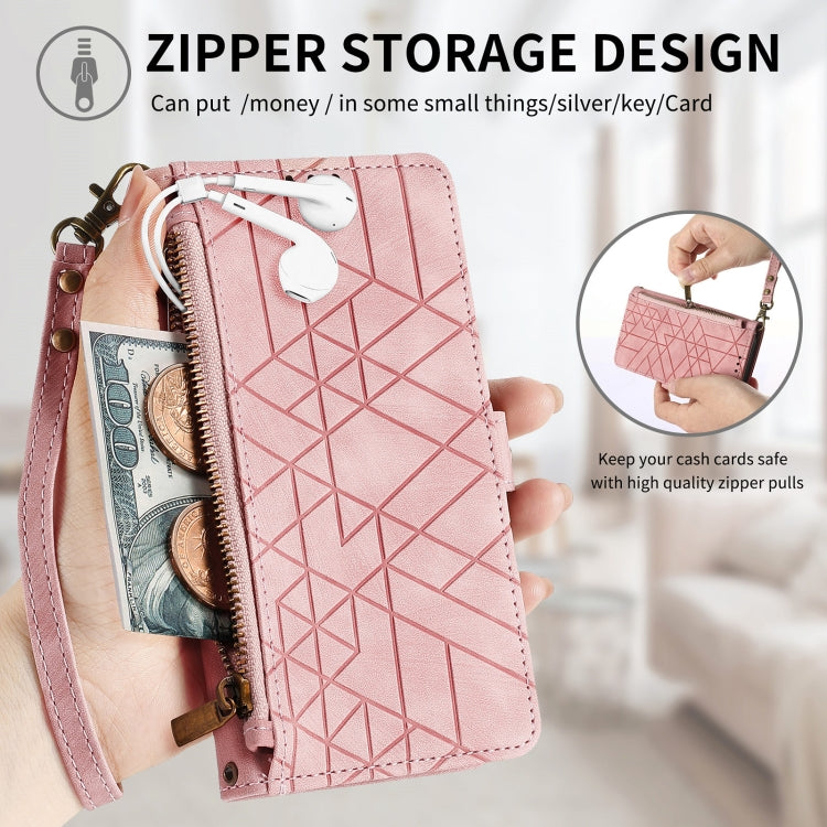 Geometric Zipper Wallet Side Buckle Leather Phone Case, For Sony Xperia 10 VI, For Sony Xperia 1 VI, For Sony Xperia 5 VI, For Sony Xperia 5 V, For Sony Xperia 1 V