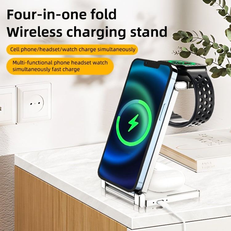 T30 Folding Wireless Charging Stand for Cell Phone Watch Headset 4 in 1 Charger, T30