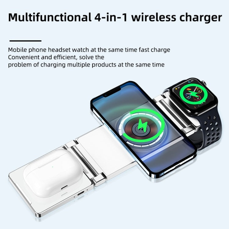 T30 Folding Wireless Charging Stand for Cell Phone Watch Headset 4 in 1 Charger, T30