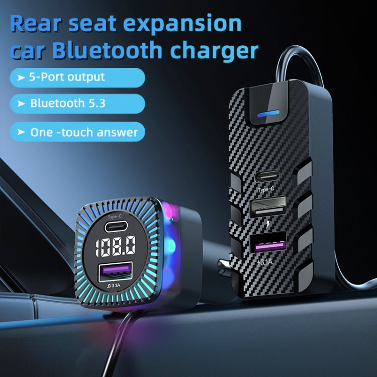 CS11 Multi-Port Rear Seat Extended Car Fast Charger Support Bluetooth MP3 Play, CS11