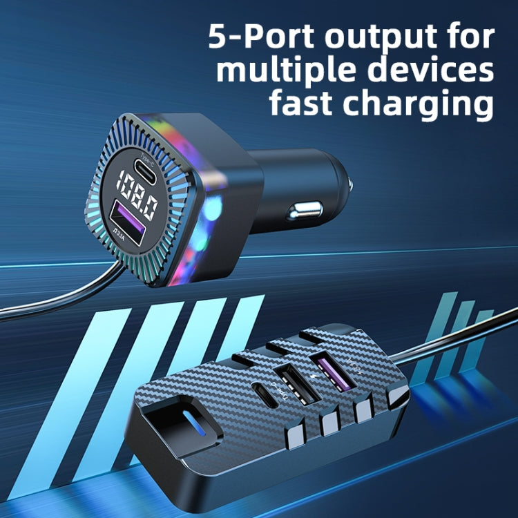 CS11 Multi-Port Rear Seat Extended Car Fast Charger Support Bluetooth MP3 Play, CS11