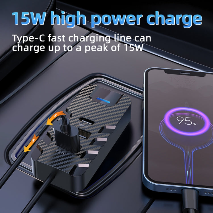 CS11 Multi-Port Rear Seat Extended Car Fast Charger Support Bluetooth MP3 Play, CS11