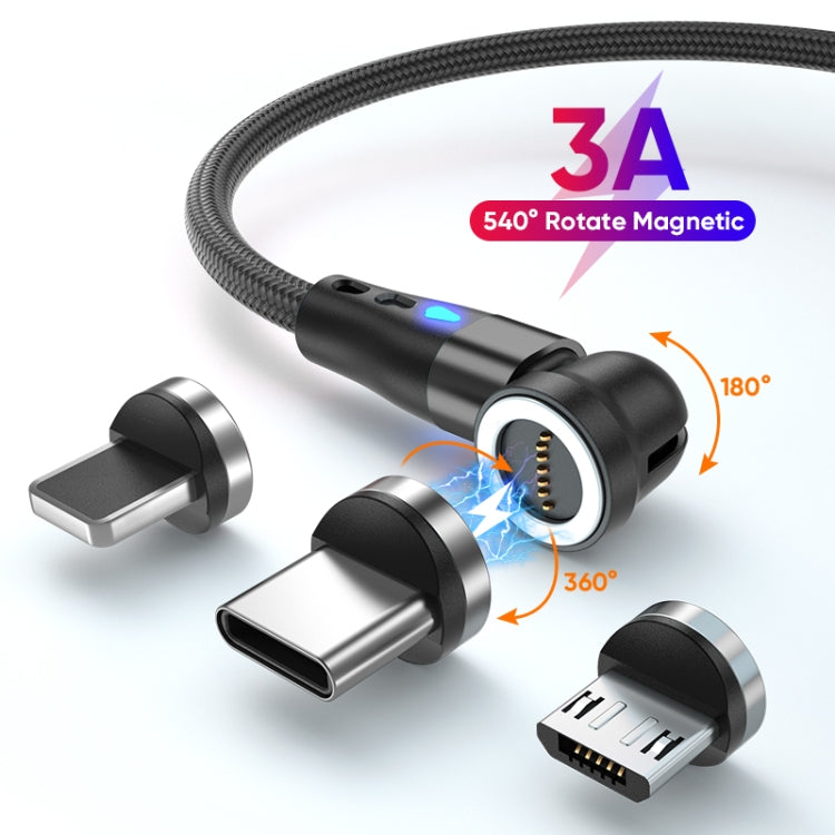 ENKAY 3 in 1 3A USB to Type-C / 8 Pin / Micro USB Magnetic 540 Degrees Rotating Fast Charging Cable, 1m, 2m