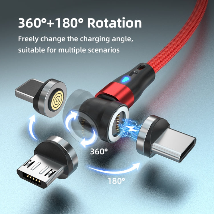 ENKAY 3 in 1 3A USB to Type-C / 8 Pin / Micro USB Magnetic 540 Degrees Rotating Fast Charging Cable, 1m, 2m