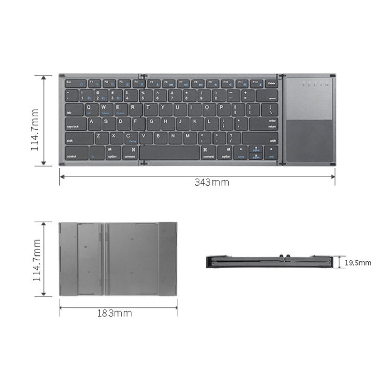 B066T Tri-fold Wireless Bluetooth Keyboard Compatible Multi-system Cell Phone Tablet Keyboard, B066T