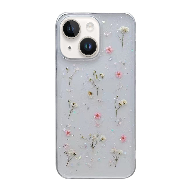 Gypsophila Flowers Pattern TPU Protective Phone Case, For iPhone 16 Pro Max, For iPhone 16 Pro, For iPhone 16 Plus, For iPhone 16, For iPhone 15 Pro Max, For iPhone 15 Pro, For iPhone 15 Plus, For iPhone 15