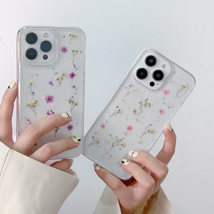 Gypsophila Flowers Pattern TPU Protective Phone Case, For iPhone 16 Pro Max, For iPhone 16 Pro, For iPhone 16 Plus, For iPhone 16, For iPhone 15 Pro Max, For iPhone 15 Pro, For iPhone 15 Plus, For iPhone 15