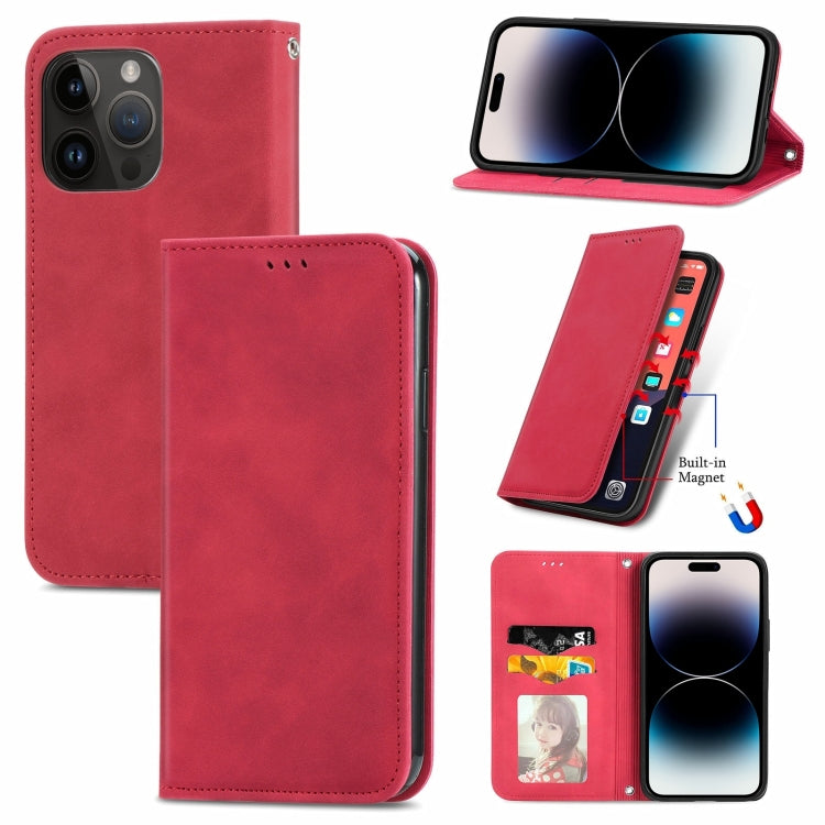 Retro Skin Feel Magnetic Flip Leather Phone Case, For iPhone 15 Pro, For  iPhone 15 Plus, For iPhone 15, For  iPhone 14 Plus, For iPhone 14