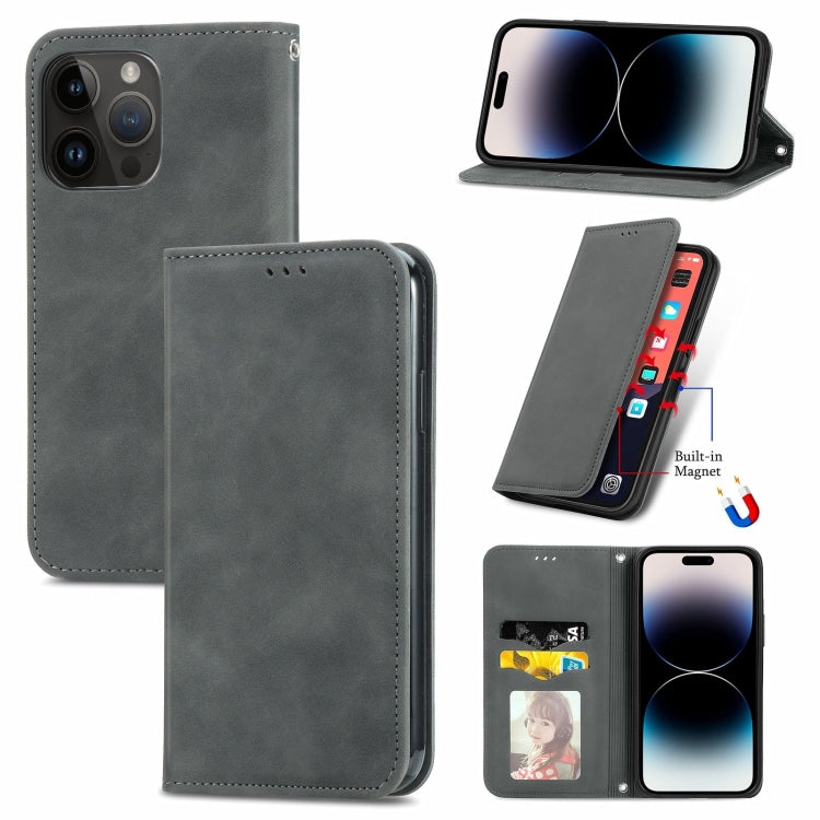 Retro Skin Feel Magnetic Flip Leather Phone Case, For iPhone 15 Pro, For  iPhone 15 Plus, For iPhone 15, For  iPhone 14 Plus, For iPhone 14