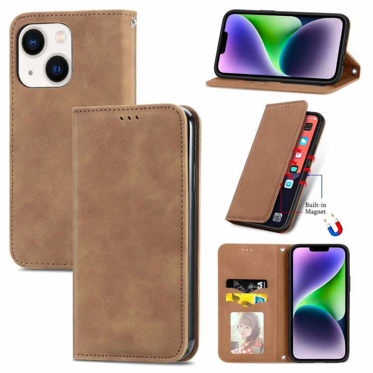 Retro Skin Feel Magnetic Flip Leather Phone Case, For iPhone 15 Pro, For  iPhone 15 Plus, For iPhone 15, For  iPhone 14 Plus, For iPhone 14