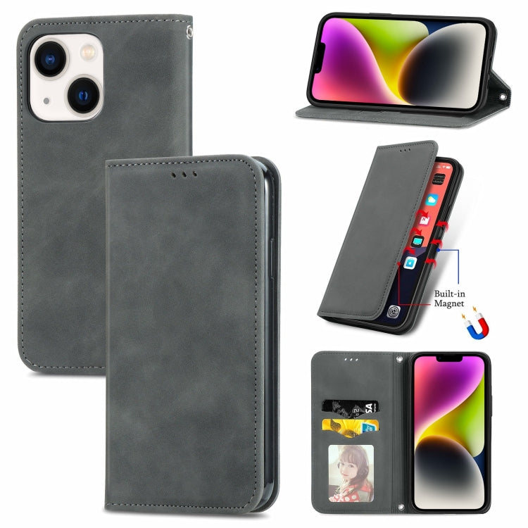 Retro Skin Feel Magnetic Flip Leather Phone Case, For iPhone 15 Pro, For  iPhone 15 Plus, For iPhone 15, For  iPhone 14 Plus, For iPhone 14