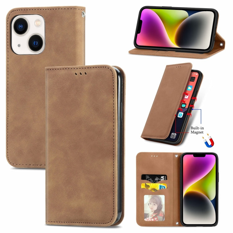 Retro Skin Feel Magnetic Flip Leather Phone Case, For iPhone 15 Pro, For  iPhone 15 Plus, For iPhone 15, For  iPhone 14 Plus, For iPhone 14