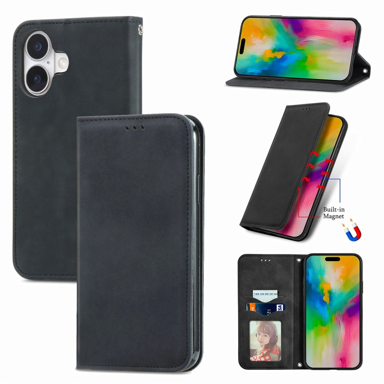 Retro Skin Feel Magnetic Flip Leather Phone Case, For iPhone 16 Pro Max, For iPhone 16 Pro, For iPhone 16 Plus, For iPhone 16, For iPhone 15 Pro Max