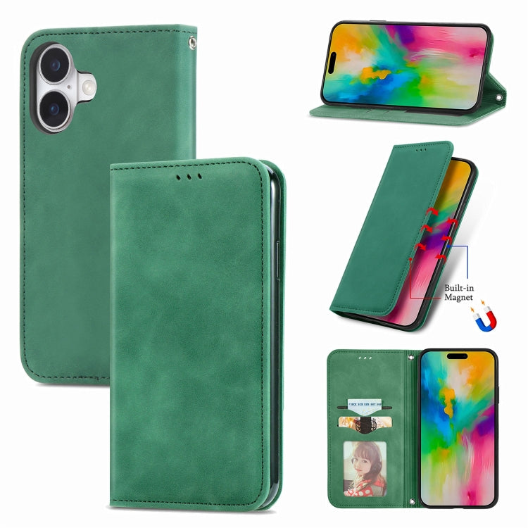 Retro Skin Feel Magnetic Flip Leather Phone Case, For iPhone 16 Pro Max, For iPhone 16 Pro, For iPhone 16 Plus, For iPhone 16, For iPhone 15 Pro Max