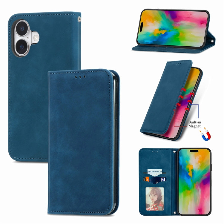 Retro Skin Feel Magnetic Flip Leather Phone Case, For iPhone 16 Pro Max, For iPhone 16 Pro, For iPhone 16 Plus, For iPhone 16, For iPhone 15 Pro Max