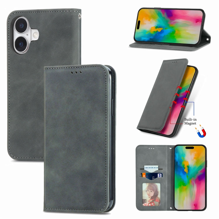 Retro Skin Feel Magnetic Flip Leather Phone Case, For iPhone 16 Pro Max, For iPhone 16 Pro, For iPhone 16 Plus, For iPhone 16, For iPhone 15 Pro Max