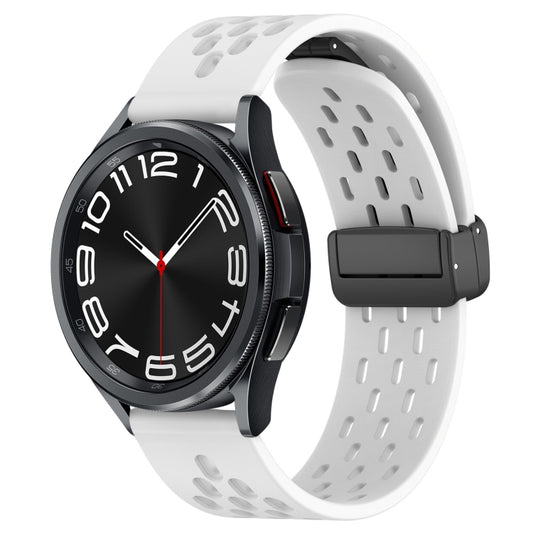 20mm Folding Magnetic Clasp Silicone Watch Band, For Samsung Galaxy Watch 6 Classic 47mm