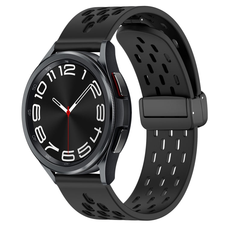 20mm Folding Magnetic Clasp Silicone Watch Band, For Samsung Galaxy Watch 6 Classic 47mm