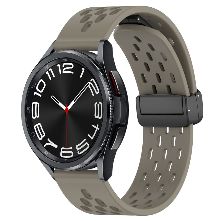 20mm Folding Magnetic Clasp Silicone Watch Band, For Samsung Galaxy Watch 6 Classic 47mm