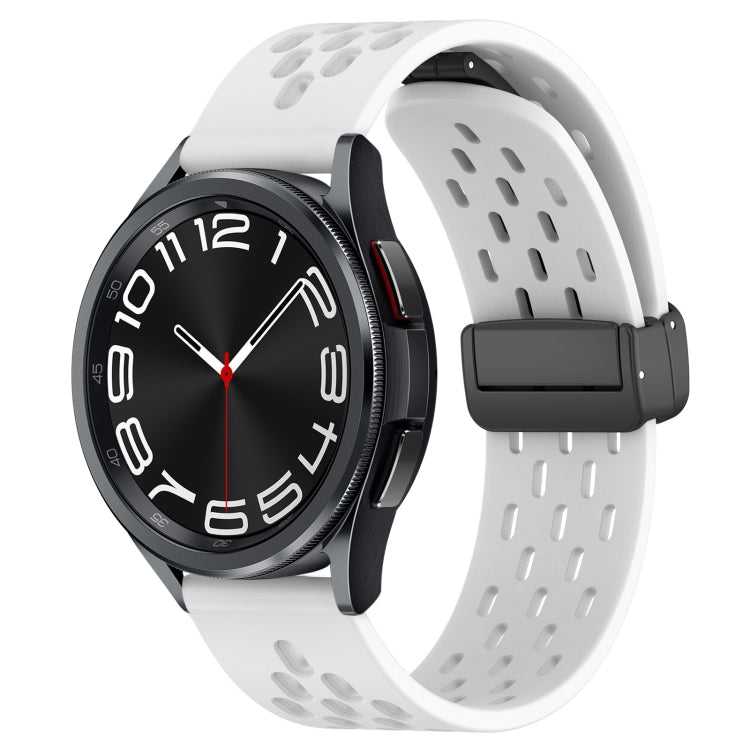 20mm Folding Magnetic Clasp Silicone Watch Band, For Samsung Galaxy Watch 6 Classic 43mm
