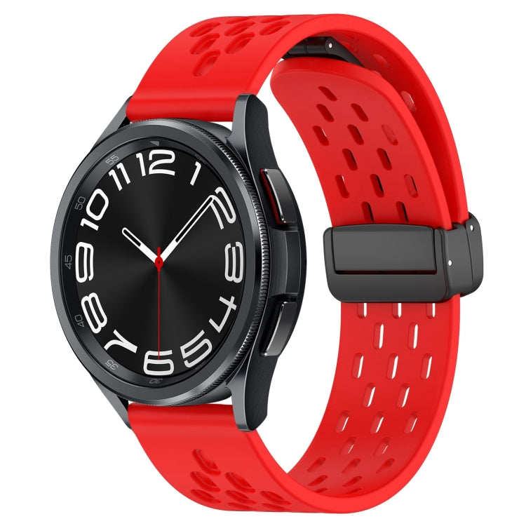 20mm Folding Magnetic Clasp Silicone Watch Band, For Samsung Galaxy Watch 6 Classic 43mm